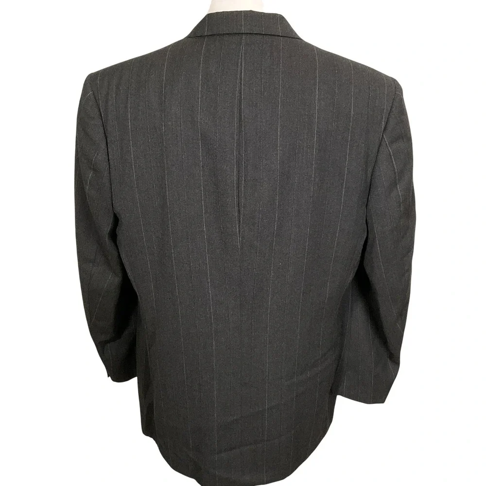 Pierre Cardin Blazer Mens 44R Charcoal Pinstripe Double Breasted‎ Corporate VTG